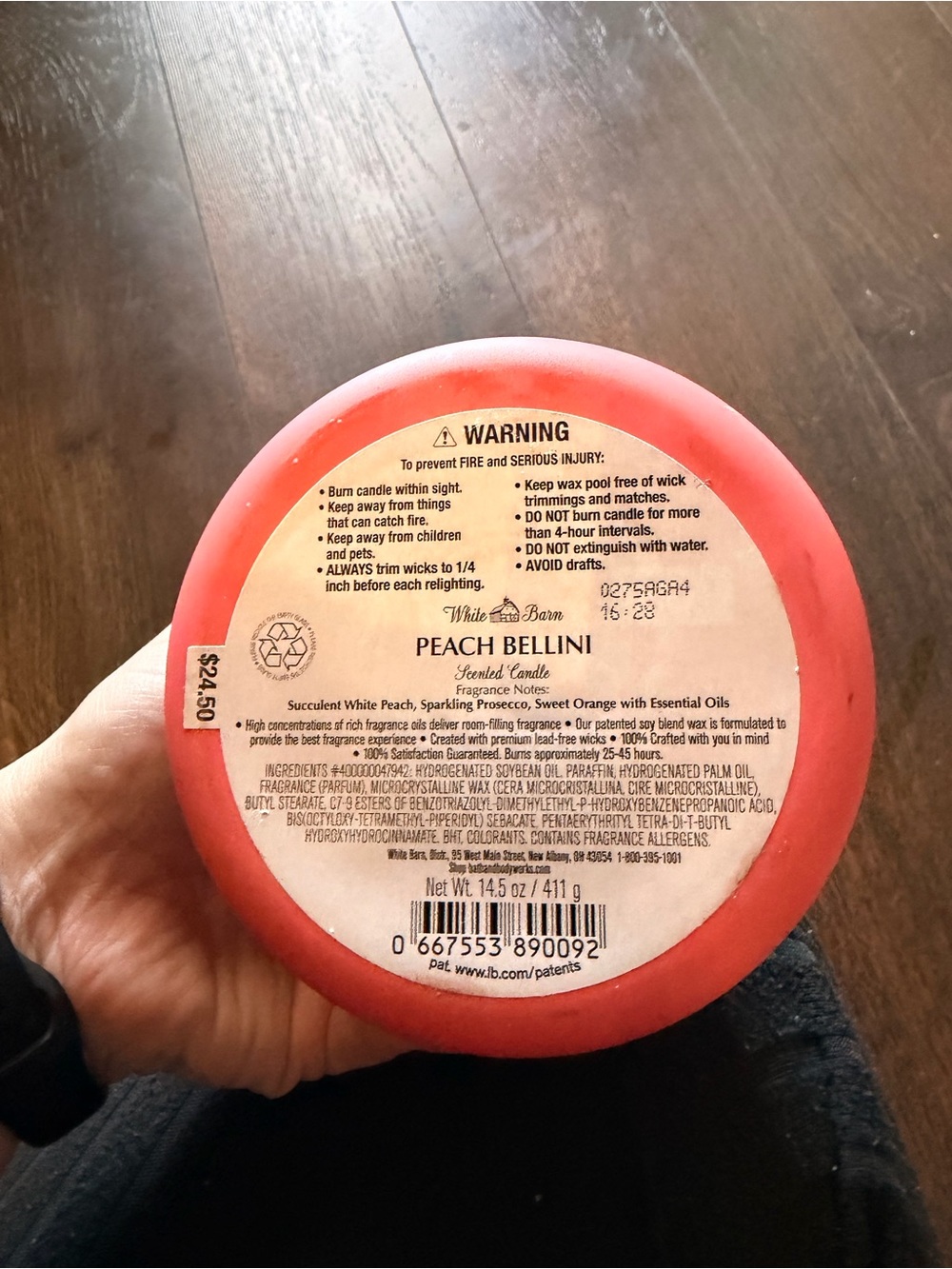 Bath & Body Works Peach Bellini Jar Candle - Coral - Picture 3 of 3
